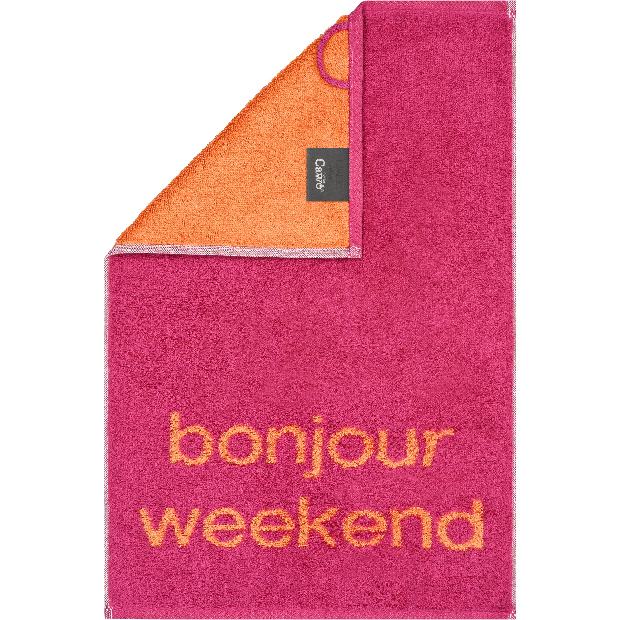 Postcard Towel Gästehandtuch bonjour weekend pink