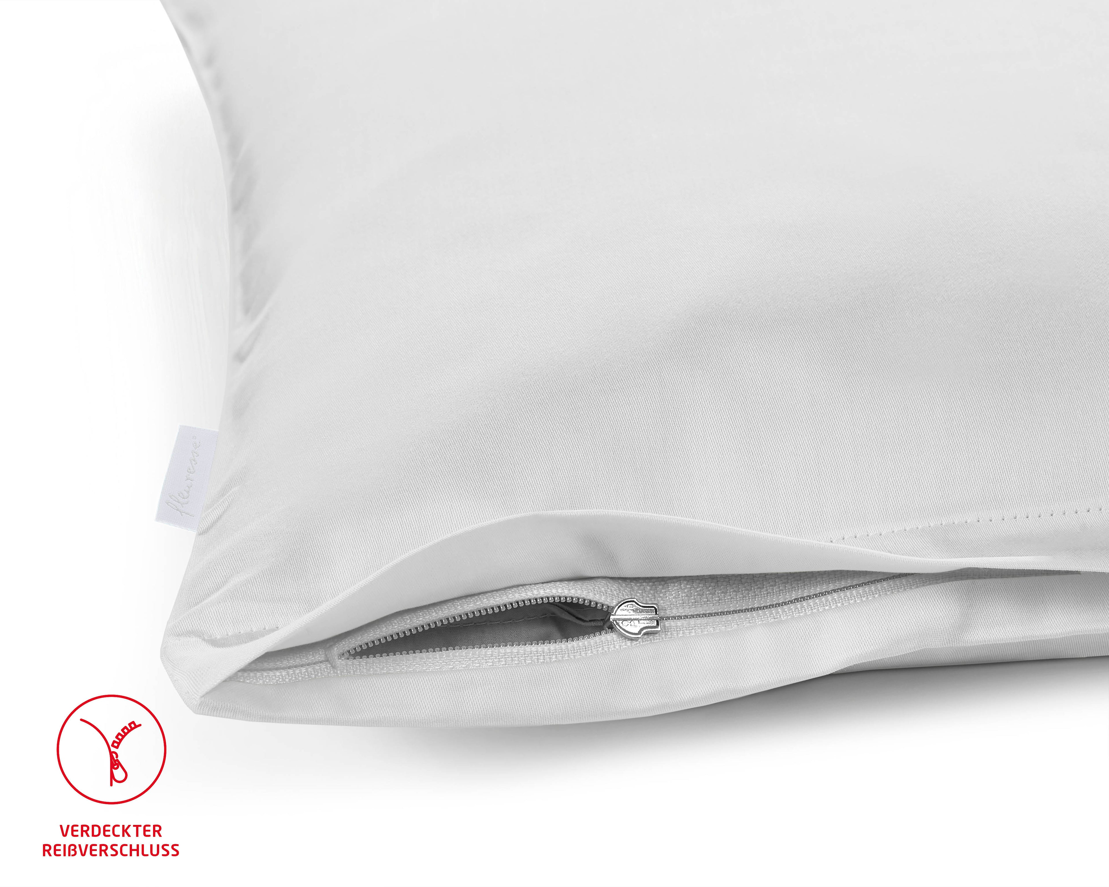 Uni Satin Kissenbezug mit Reissverschluss weiß