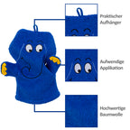 Waschhandschuh blauer Elefant Details