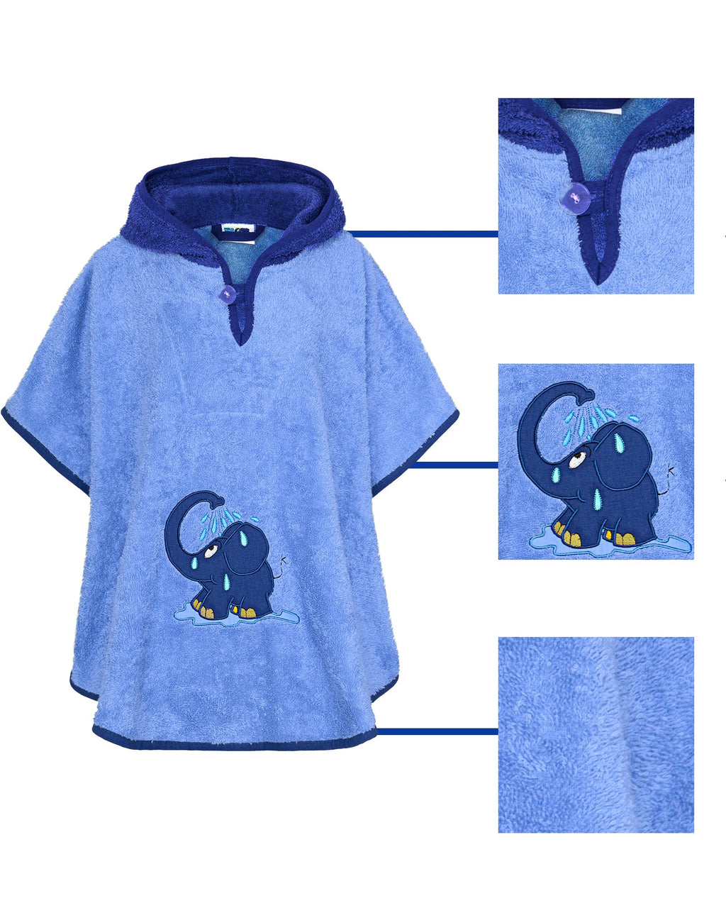 Badeponcho blauer Elefant Details