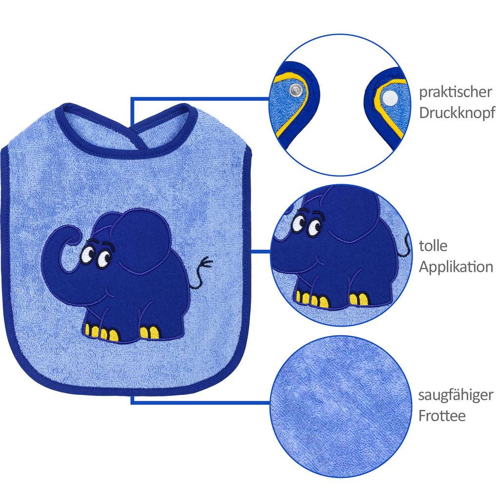 Lätzchen blauer Elefant Details