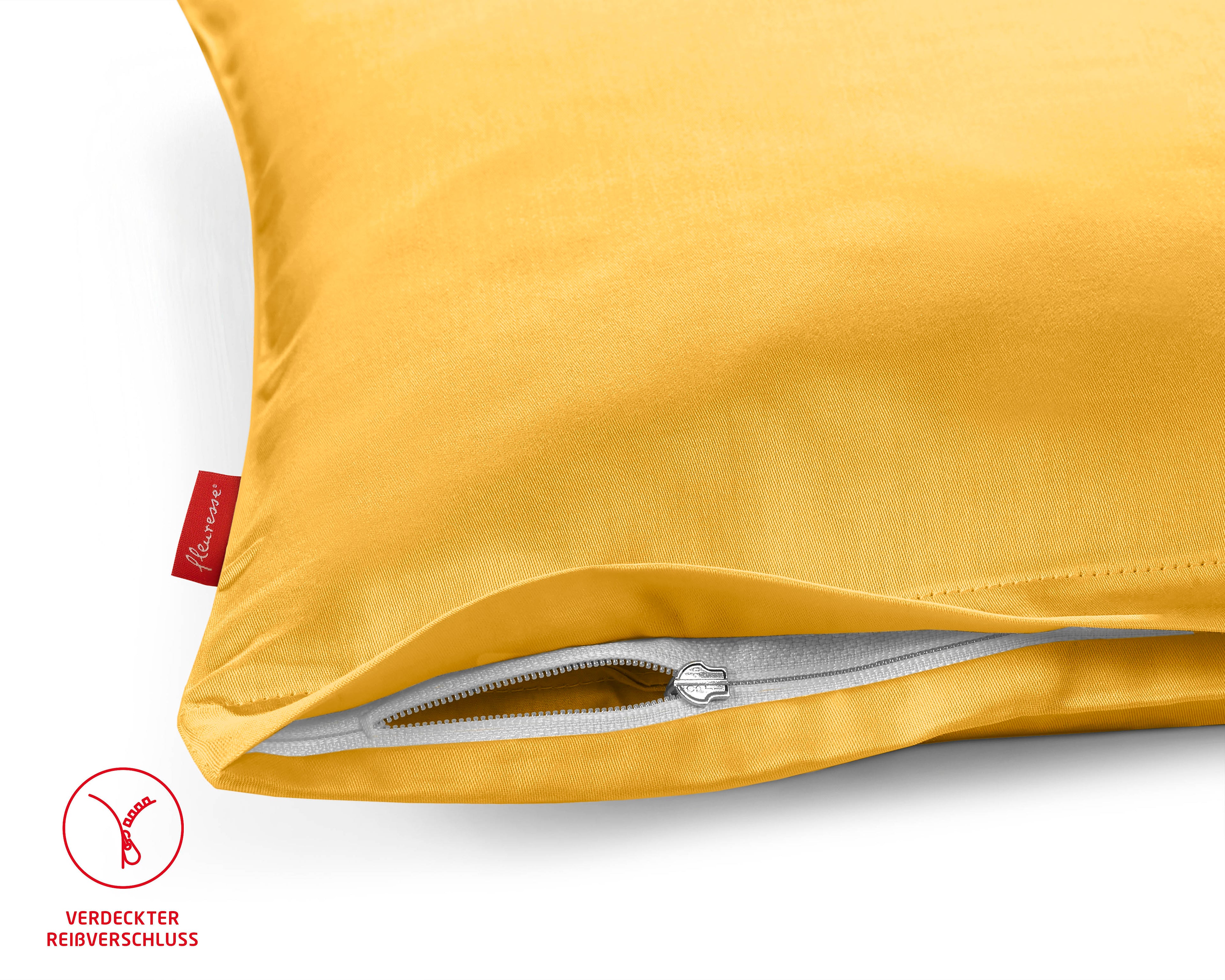 Satin Kissenbezug mit Reißverschluss sonnengelb