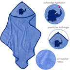 Kapuzenhandtuch Herz blauer Elefant Details