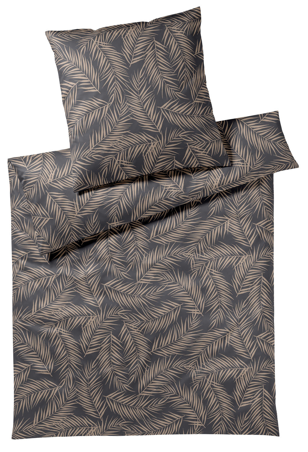 Maison Leaves Satin Bettwäsche basalt 135x200cm