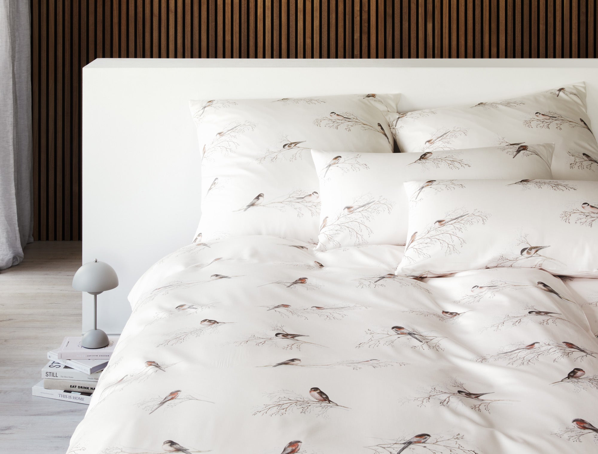 Seiden Satin Bettwäsche Spätzchen ecru