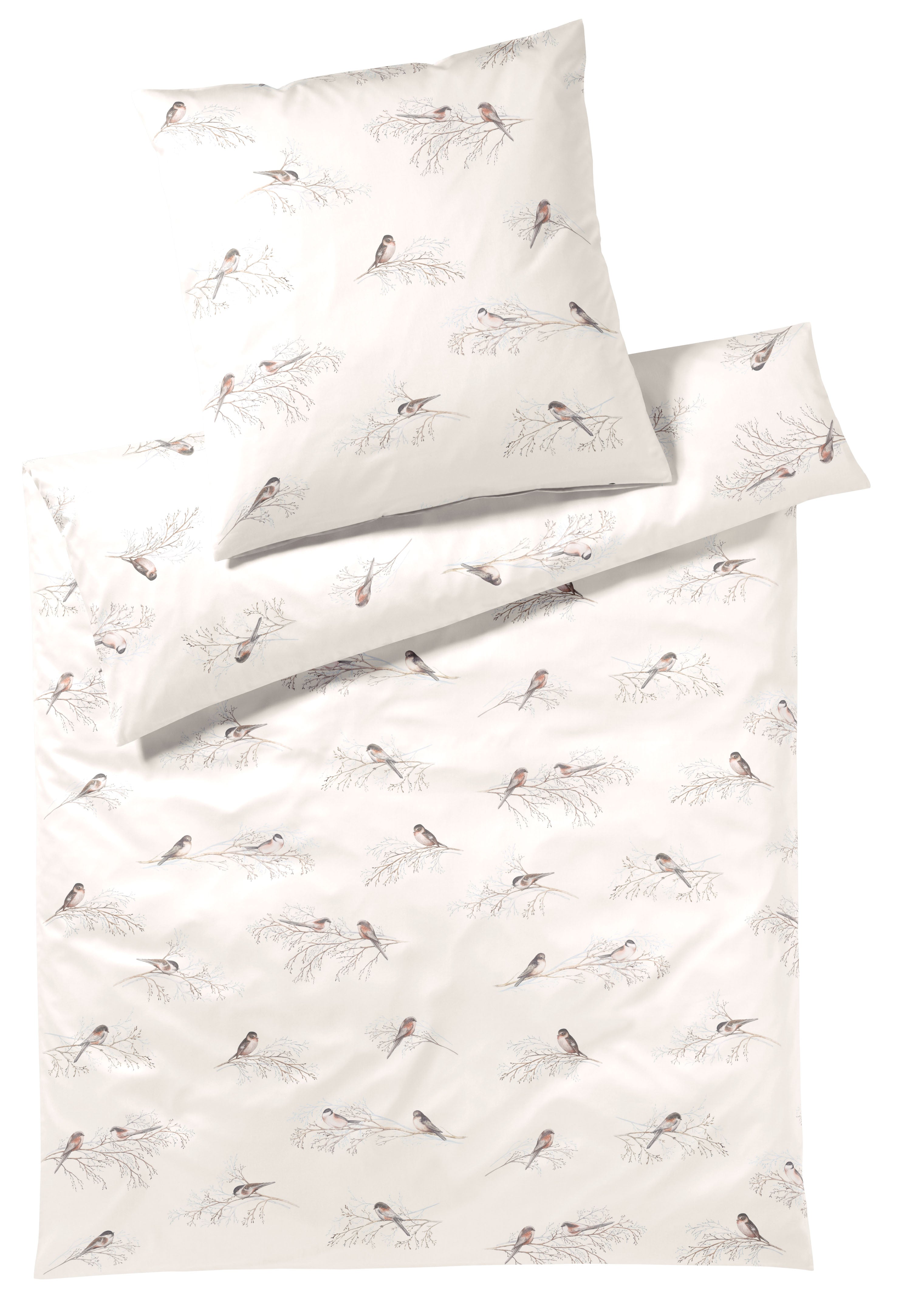 Elegante Spätzchen Seiden Satin Bettwäsche ecru