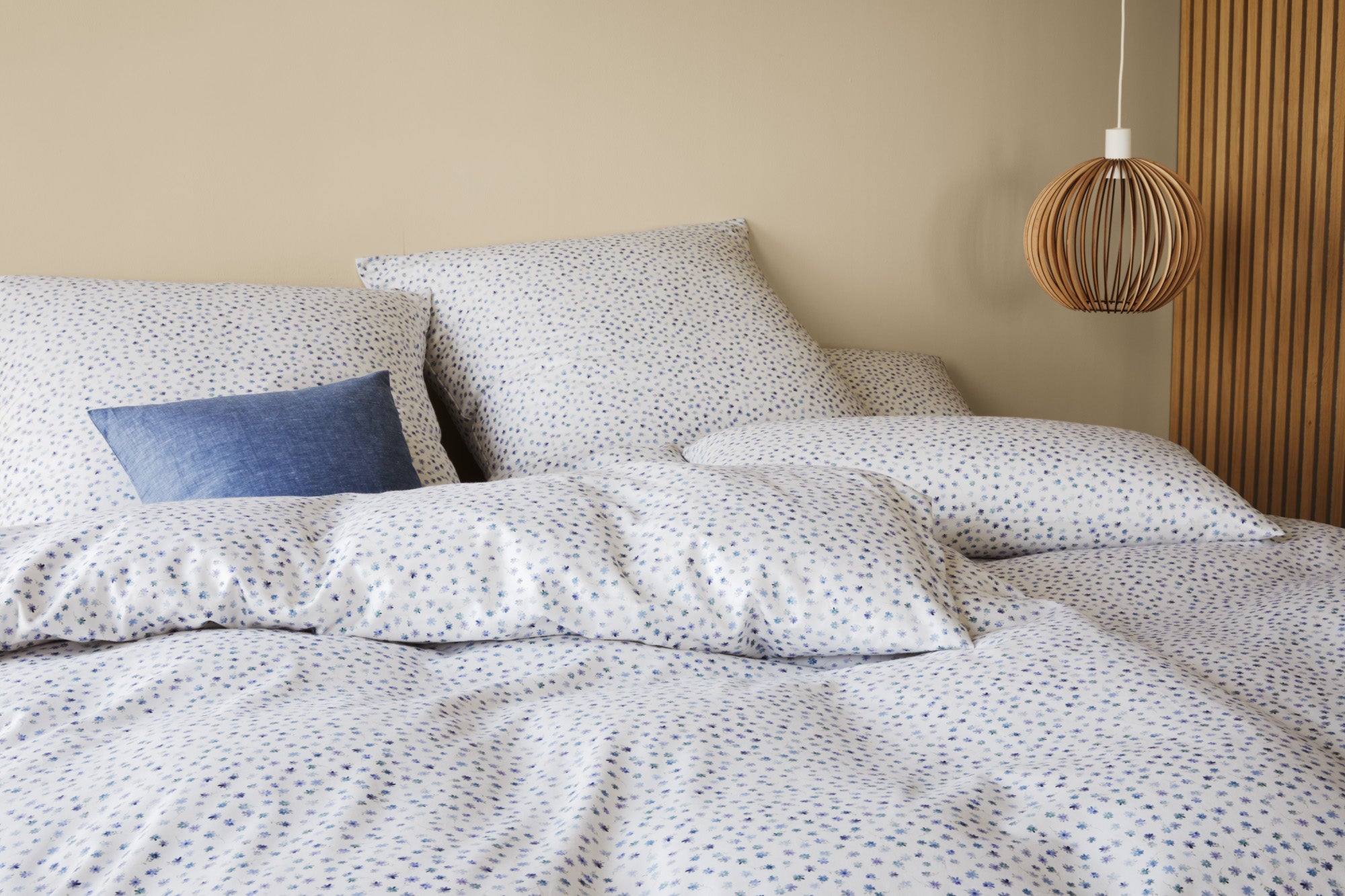 Flanell Bettwäsche Preppy mit Blumen aqua