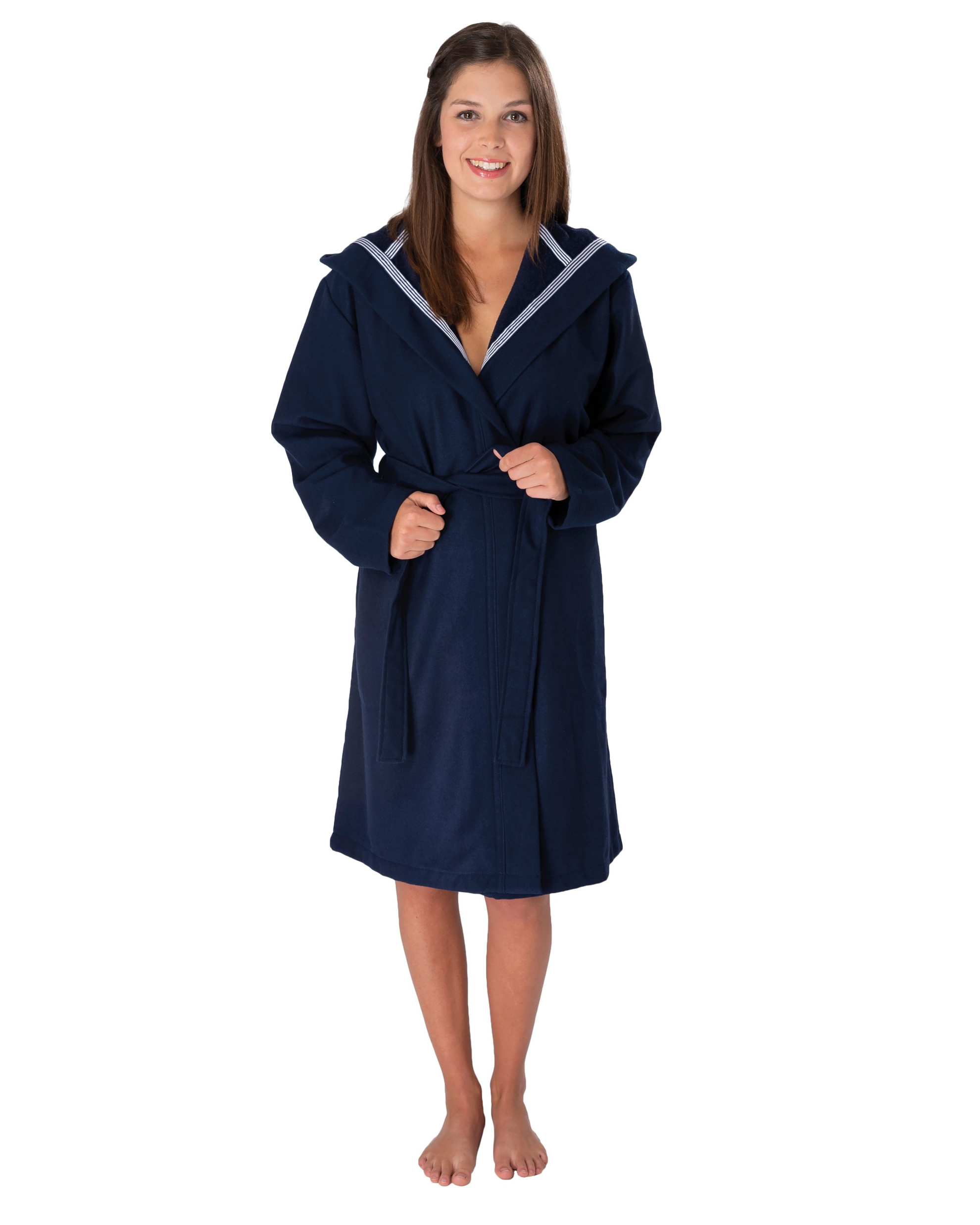 wewo fashion Kapuzen Bademantel Damen Unisex navy