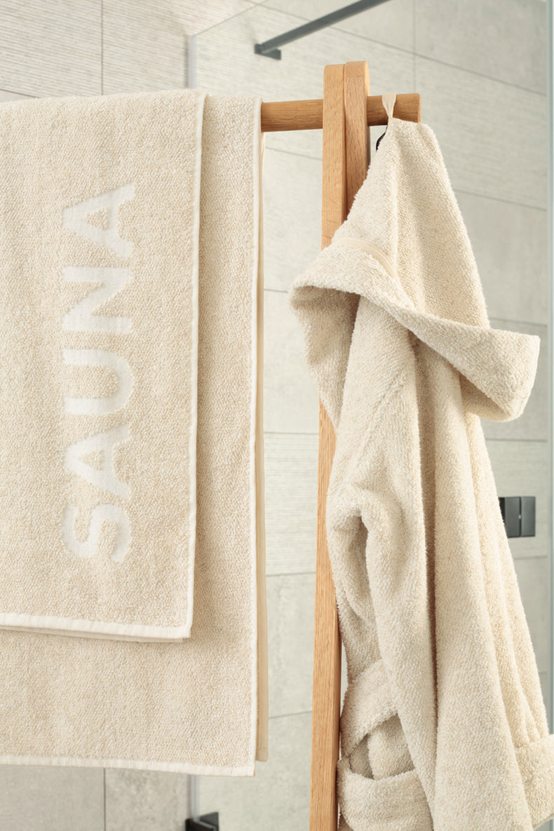 Kapuzenbademantel Saunatuch Cotton & Hemp natur