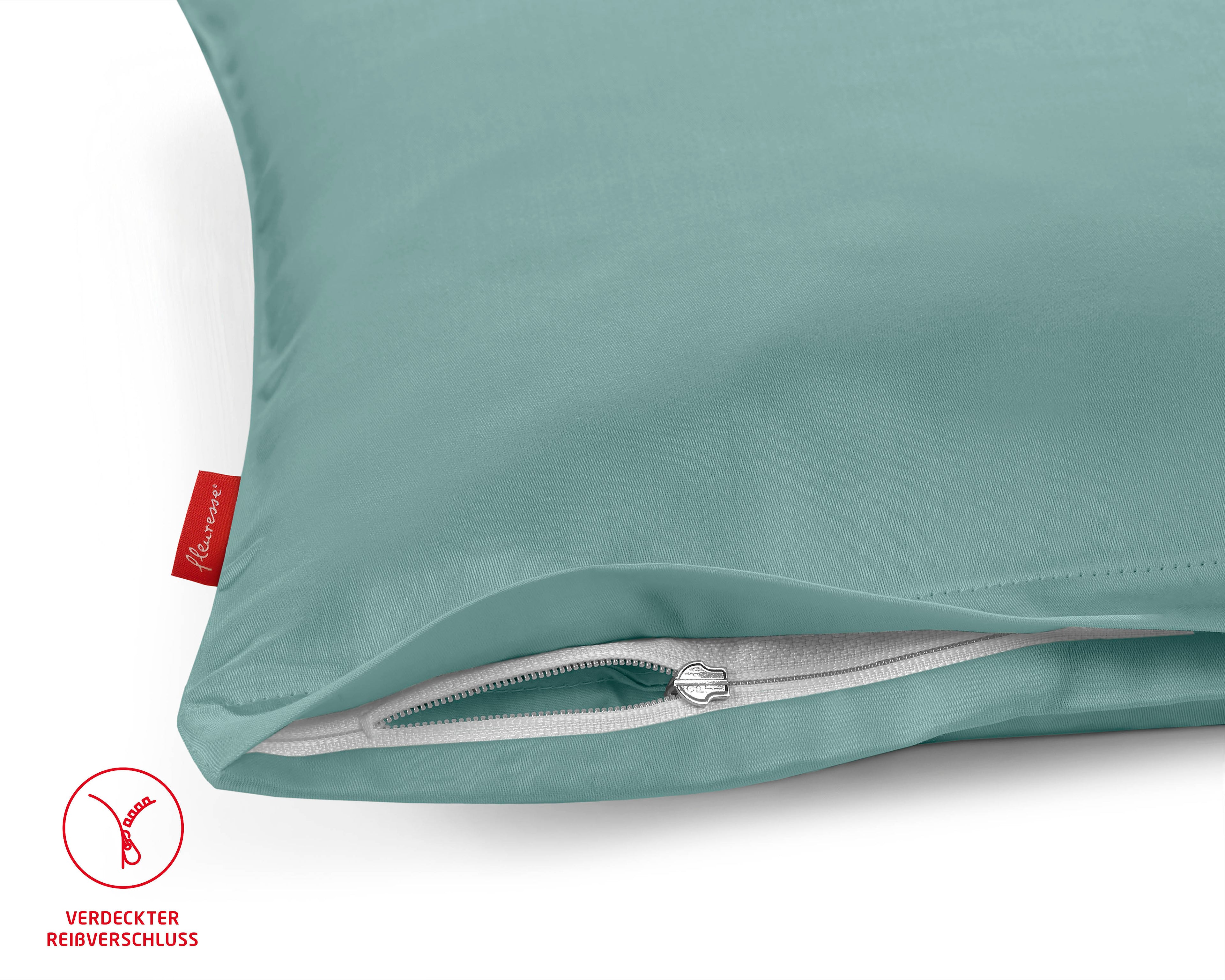 Uni Satin Kissenbezug mit Reißverschluss aqua