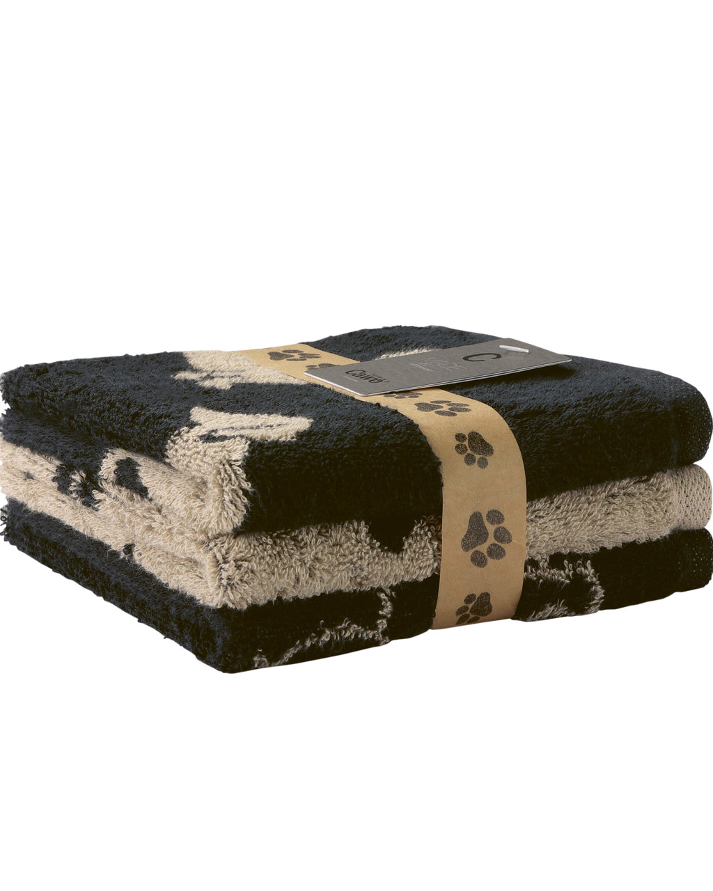 3er Pack Seiftücher Hundemotive schwarz beige