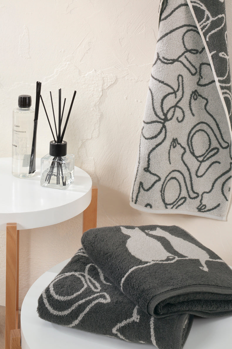 Cawö – Cute Cat Handtuch basalt