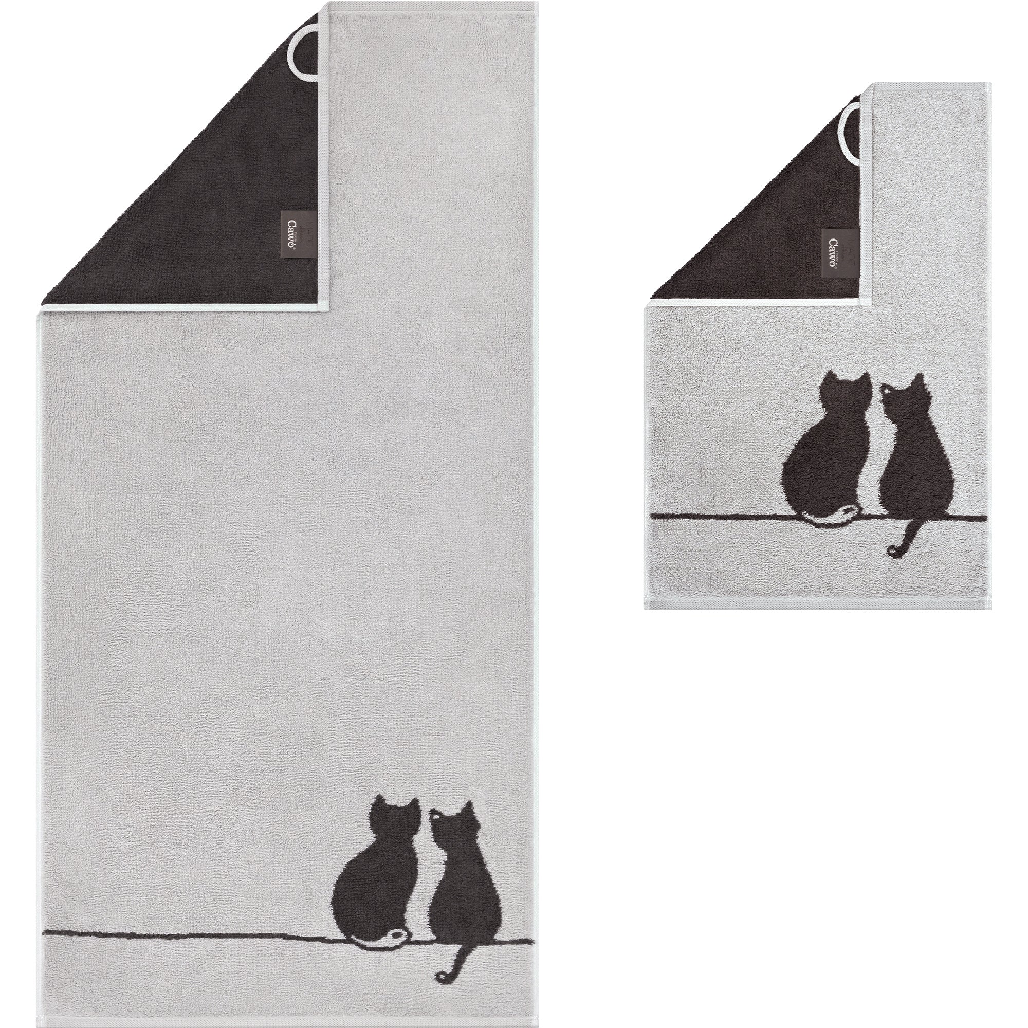 Cute Cat Handtuch platin-basalt