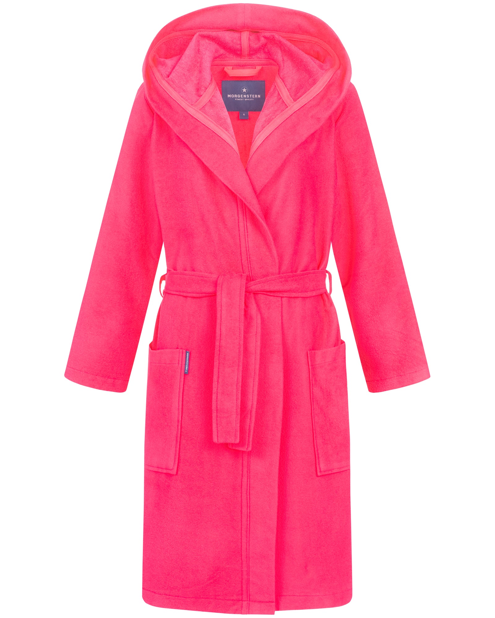 Morgenstern Jana Damen Kapuzen Bademantel pink