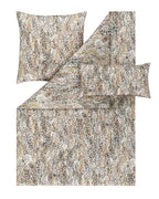 Mako Satin Bettwäsche Jannis mit Blattdesign in salbei-gelb-braun