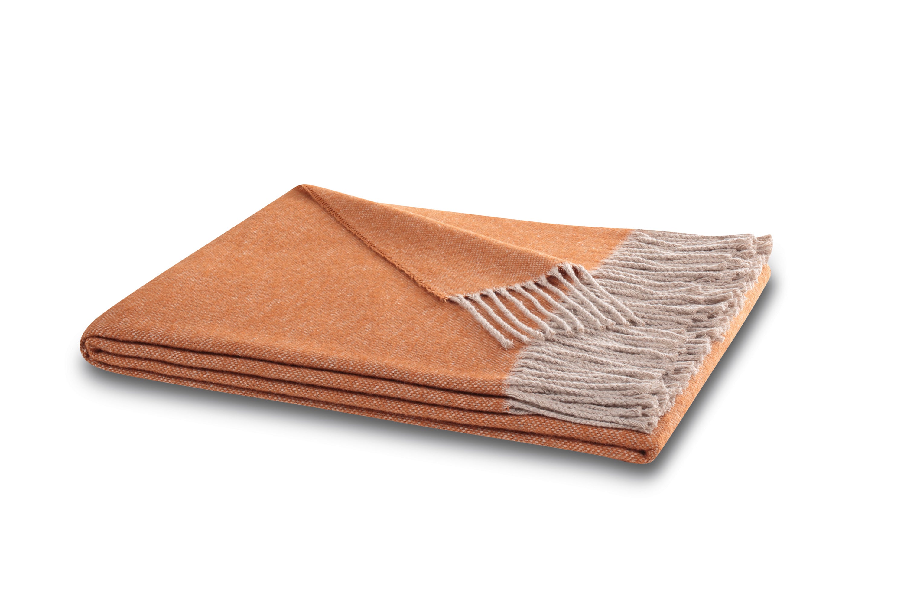 Heimdecke orange mit Fransen