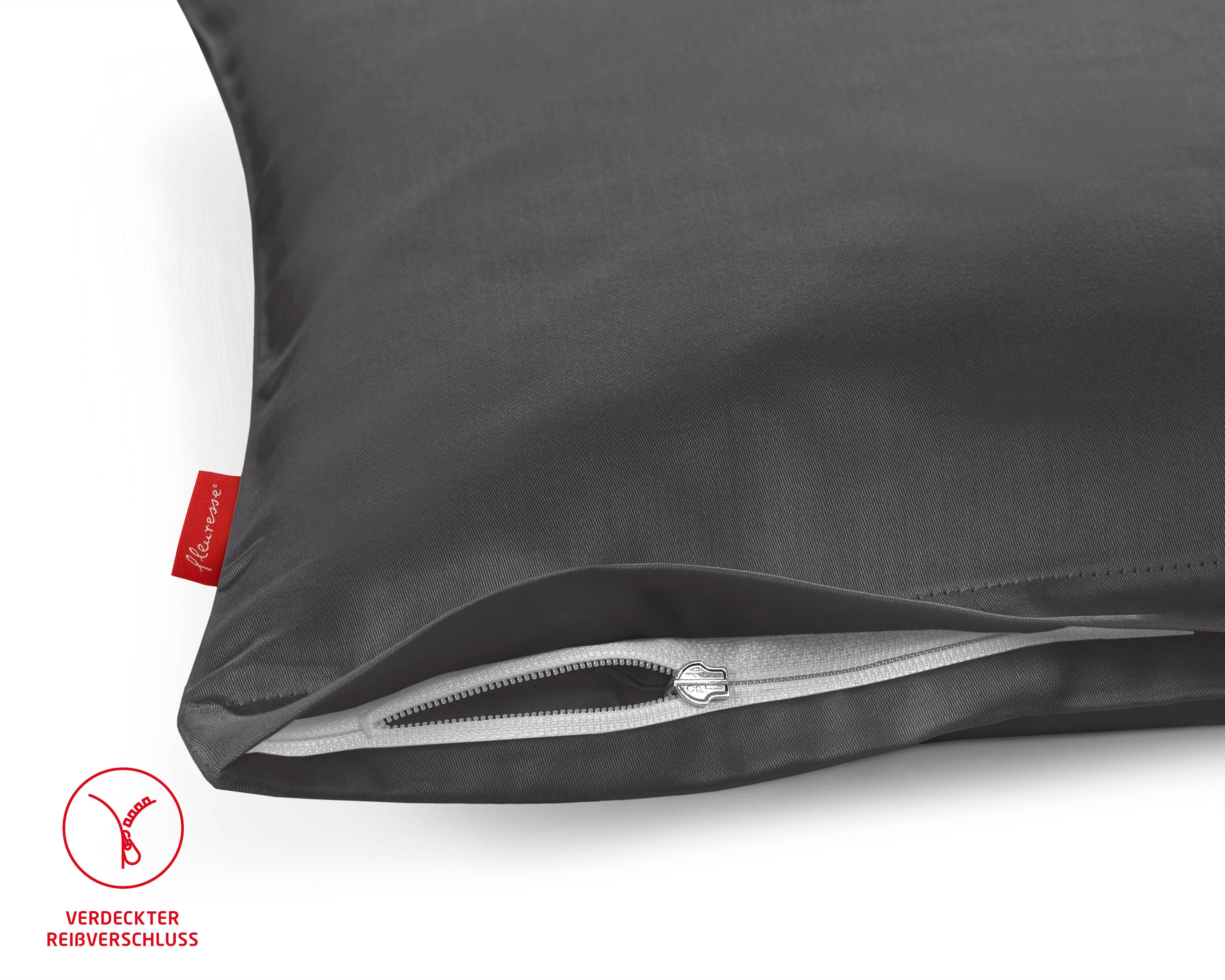Uni Satin Kissenbezug mit Reißverschluss anthrazit