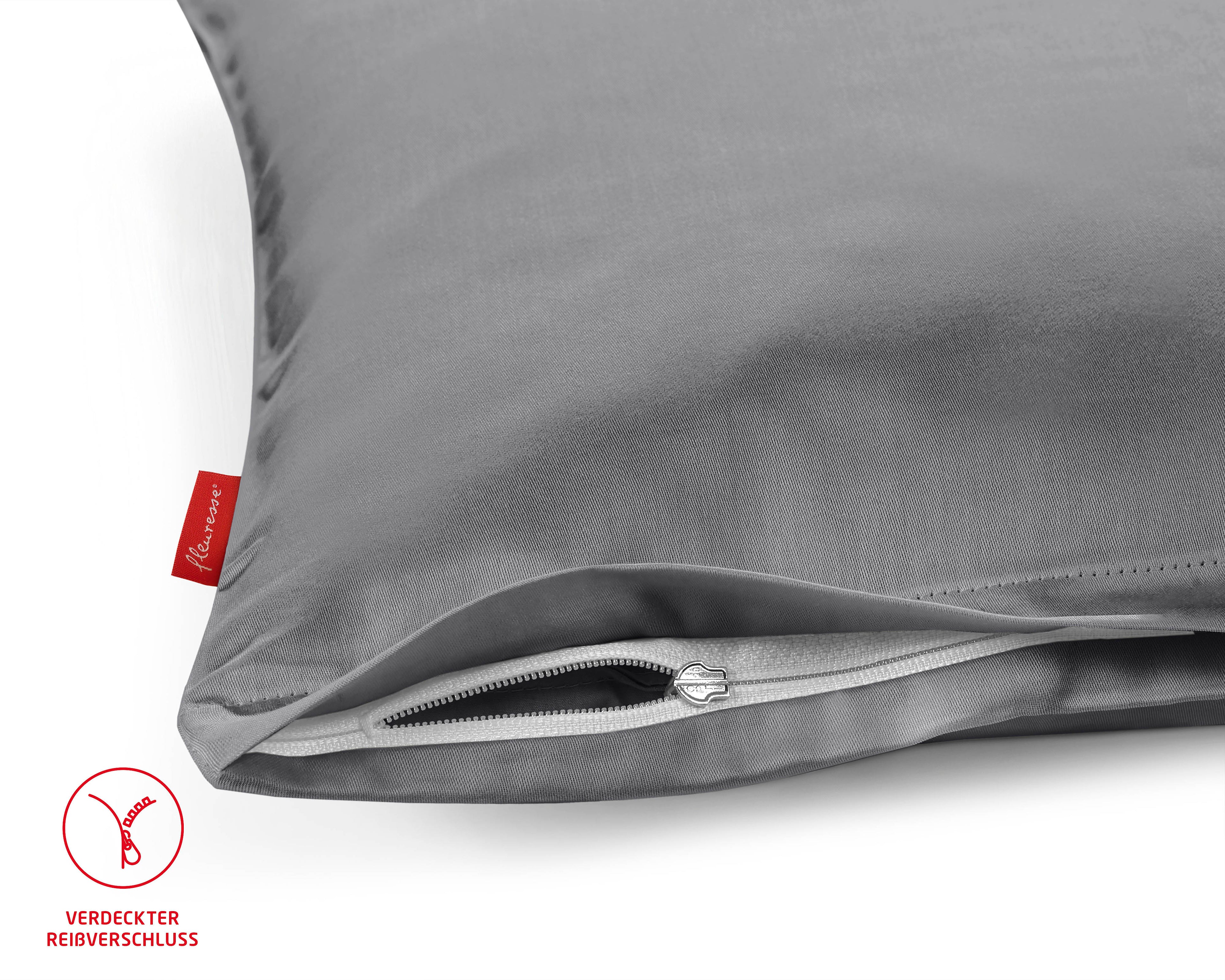 Uni Satin Kissenbezug mit Reissverschluss grau