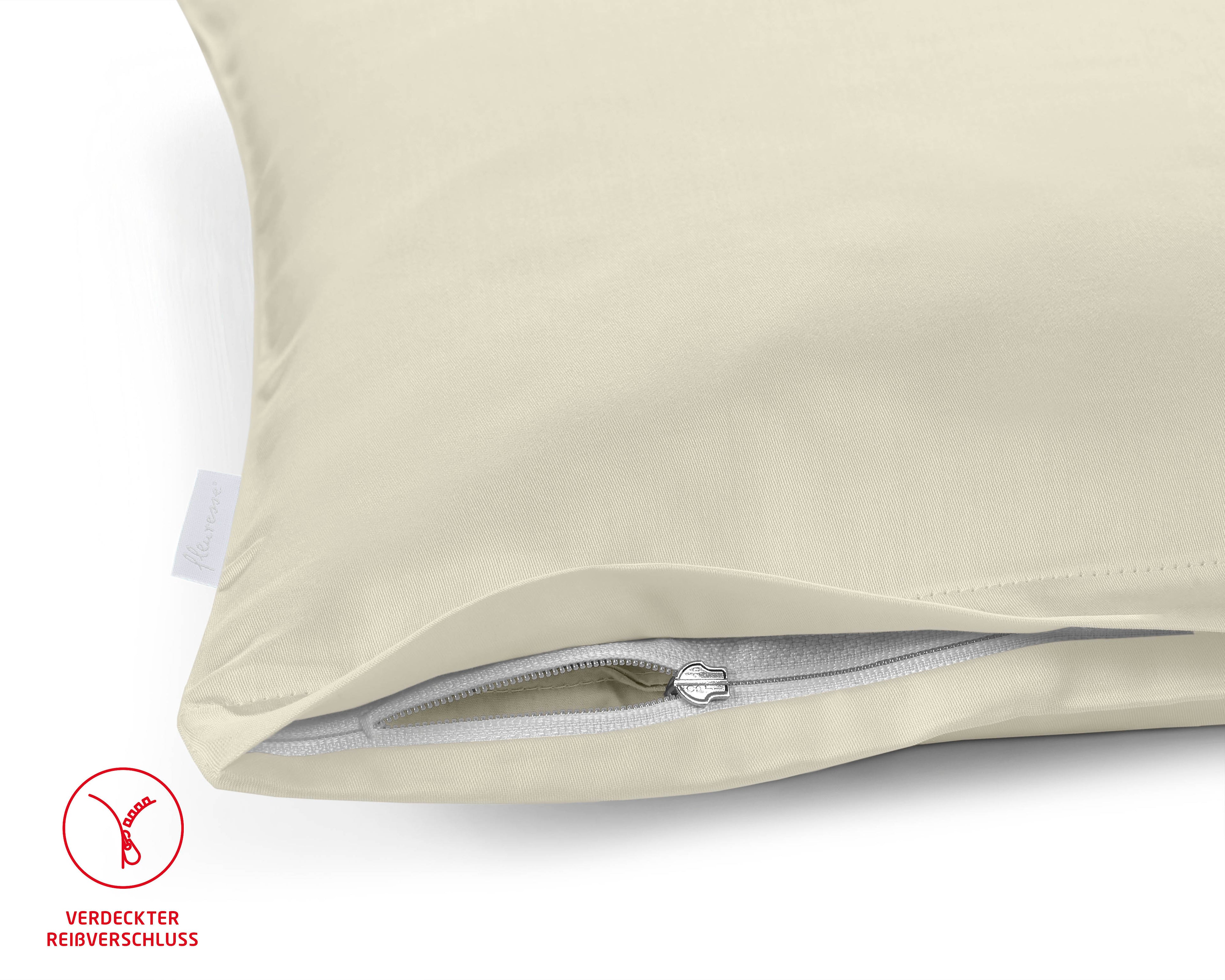 Uni Satin Kissenbezug mit Reißverschluss leinen