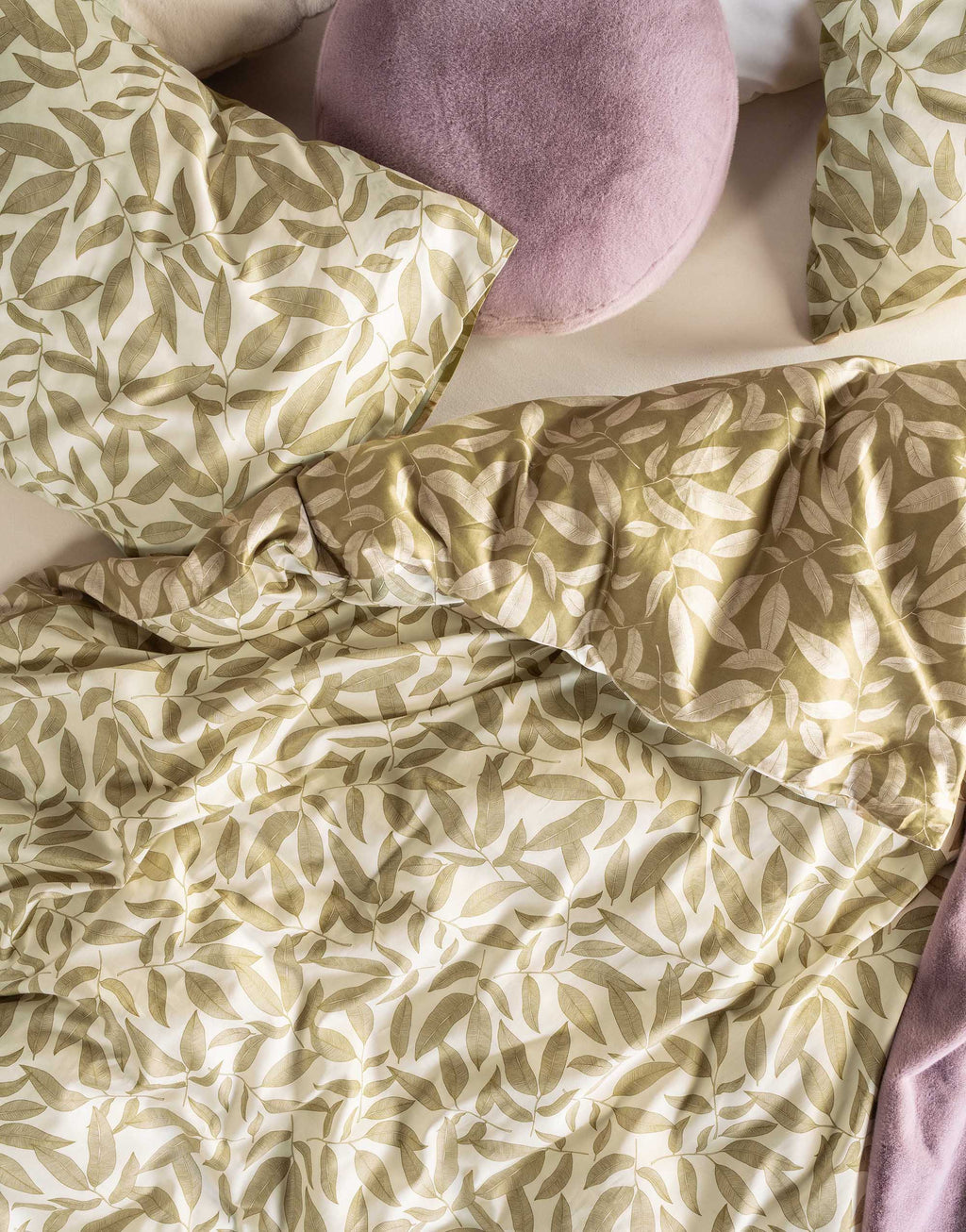 Clea Bettwäsche grün Blätter Detail