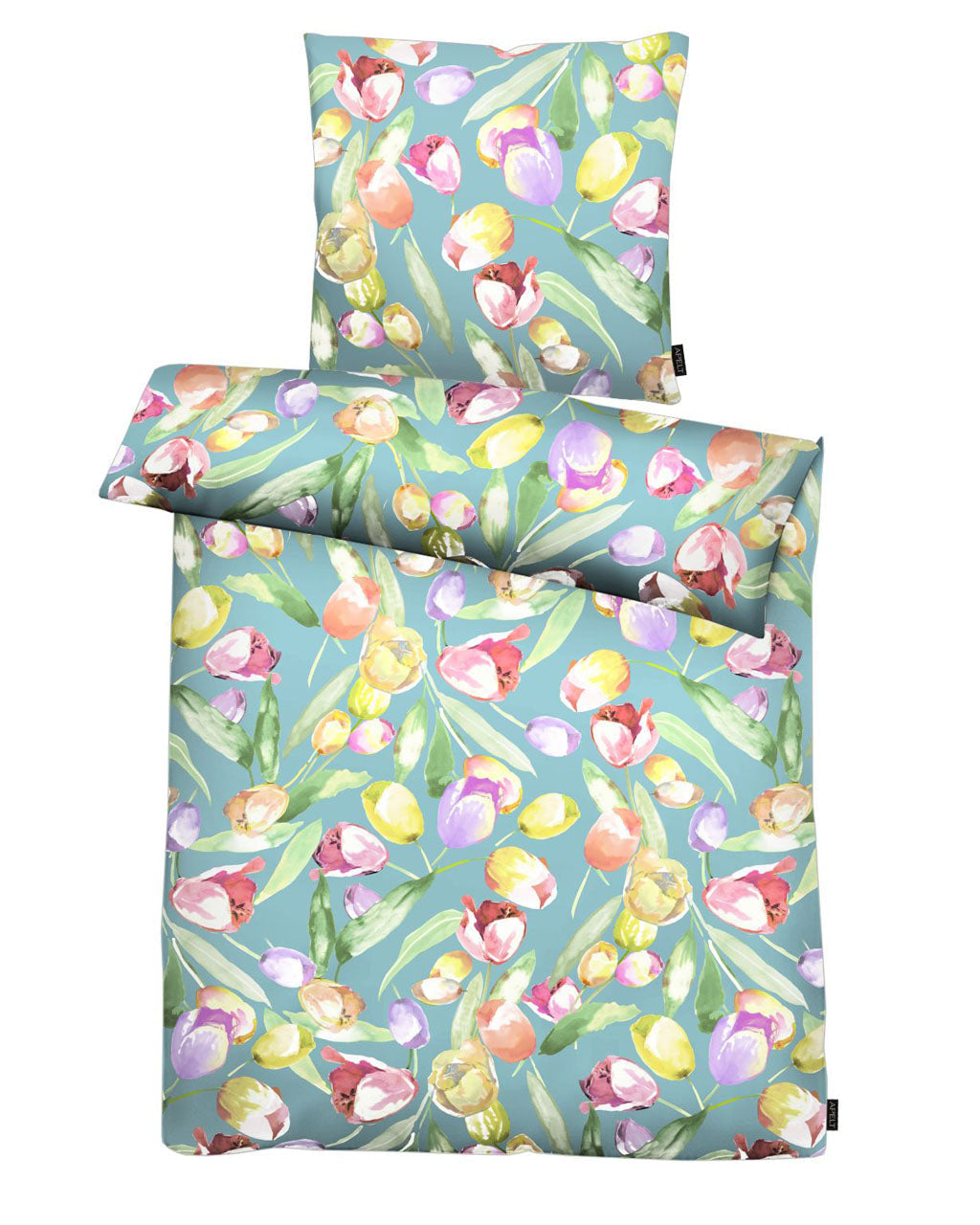 Bettwäsche Tulip 135x200 tulpenmotiv petrol