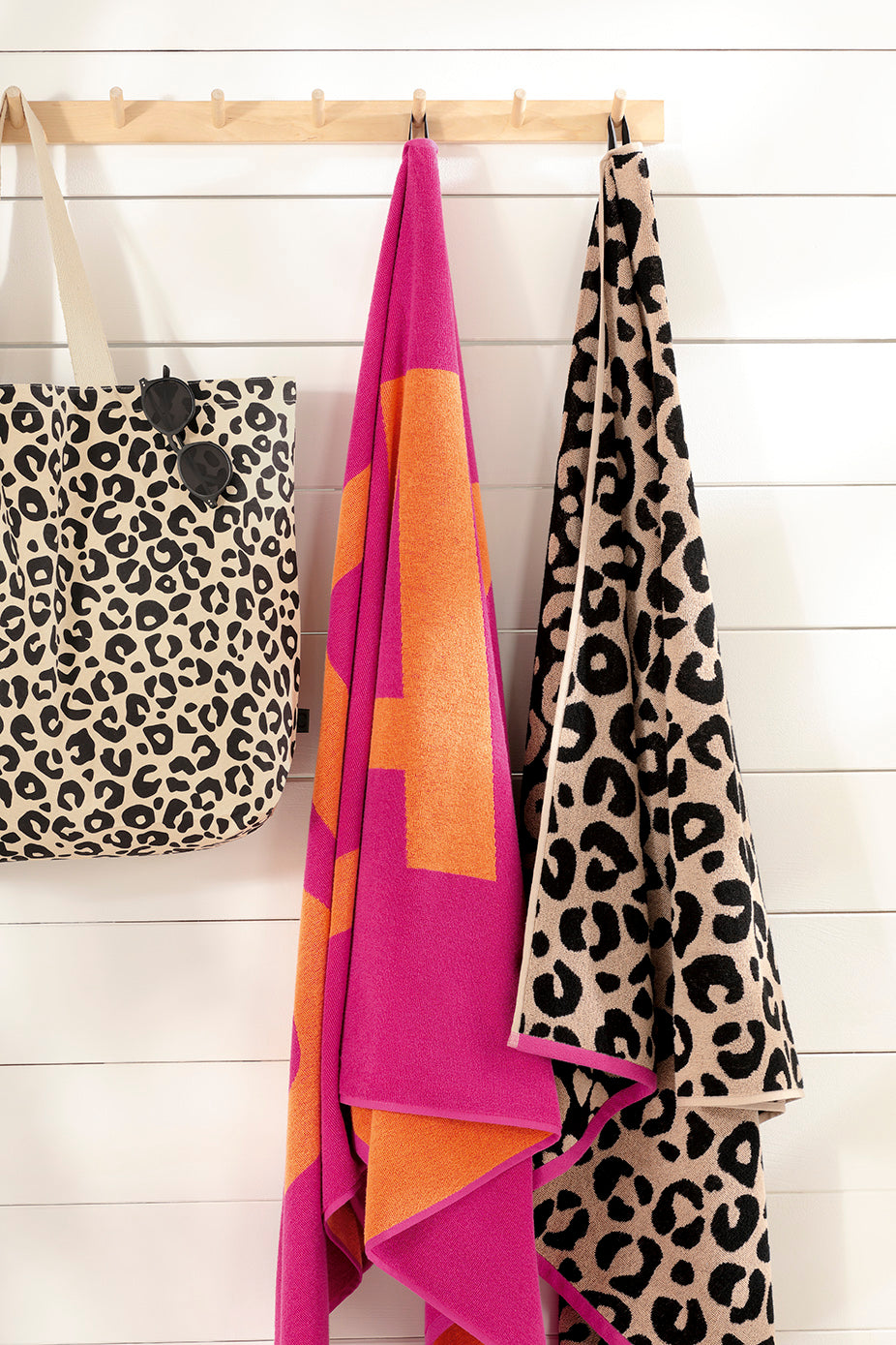 Beach Strandtuch Leo natur pink