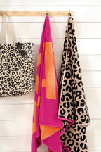 Beach Strandtuch Leo natur pink