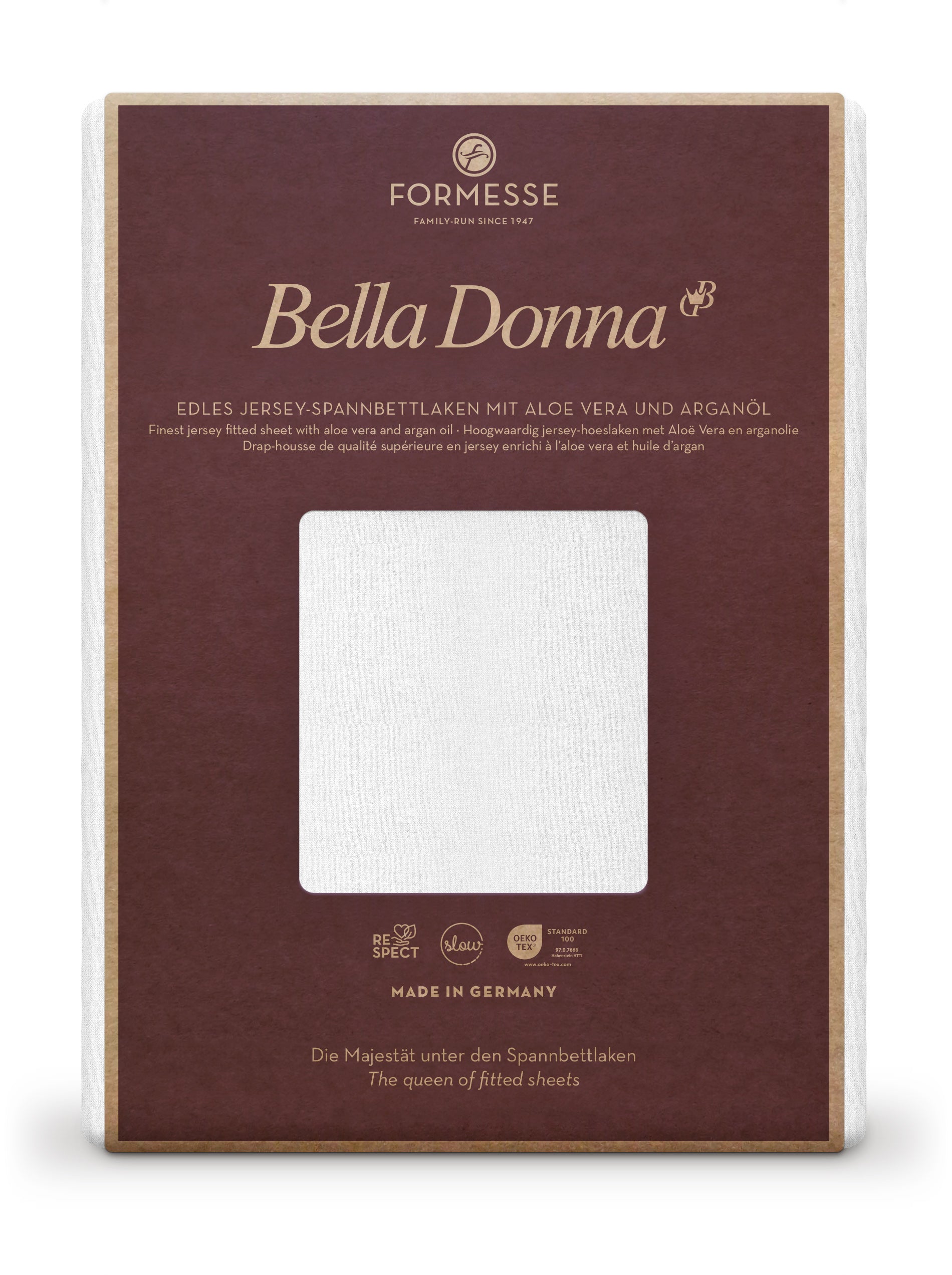 Bella Donna Jersey Spannbetttuch Packshot weiß