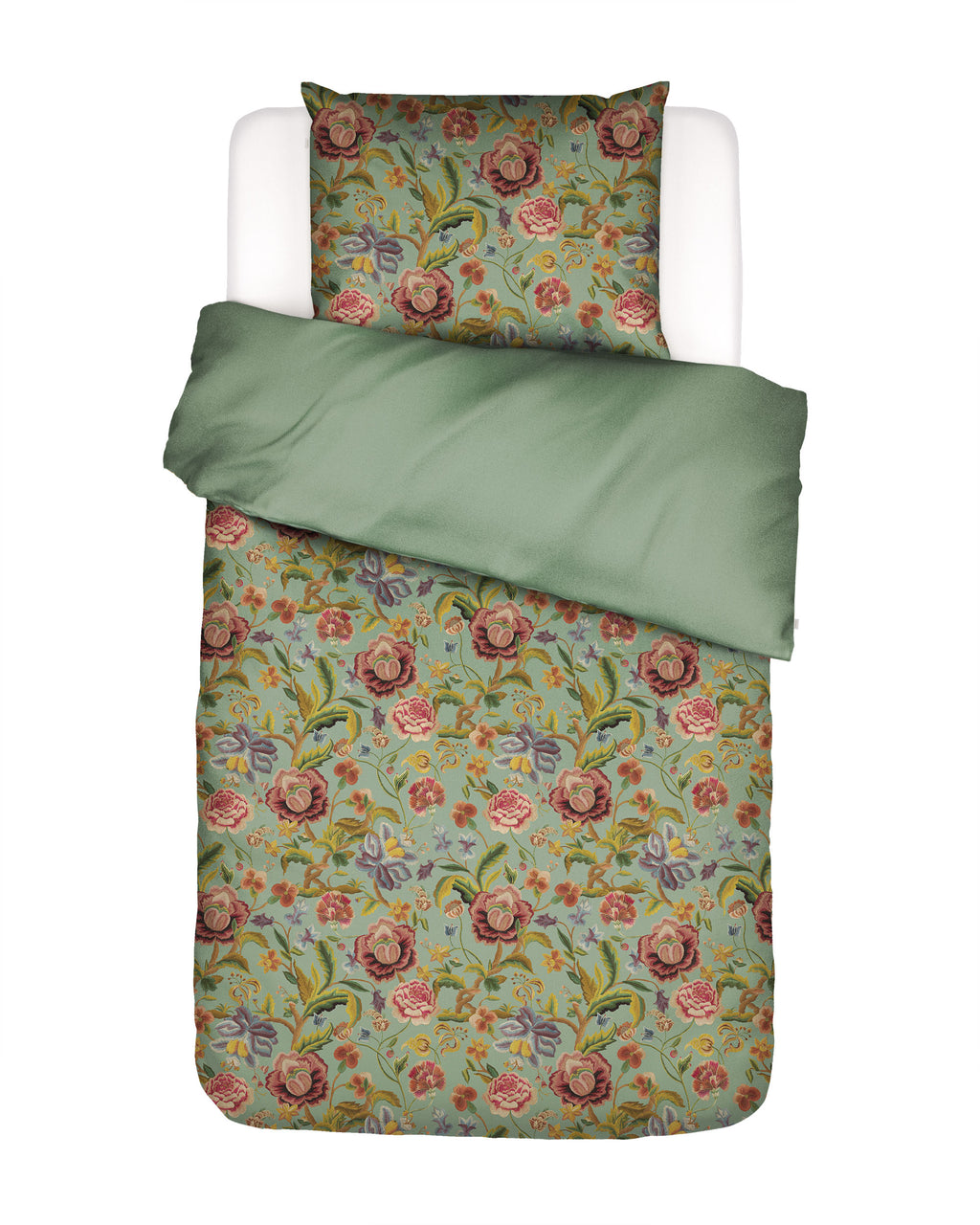 Essenza Bettwäsche Rosanella 135x200 grün mit Blumenmuster