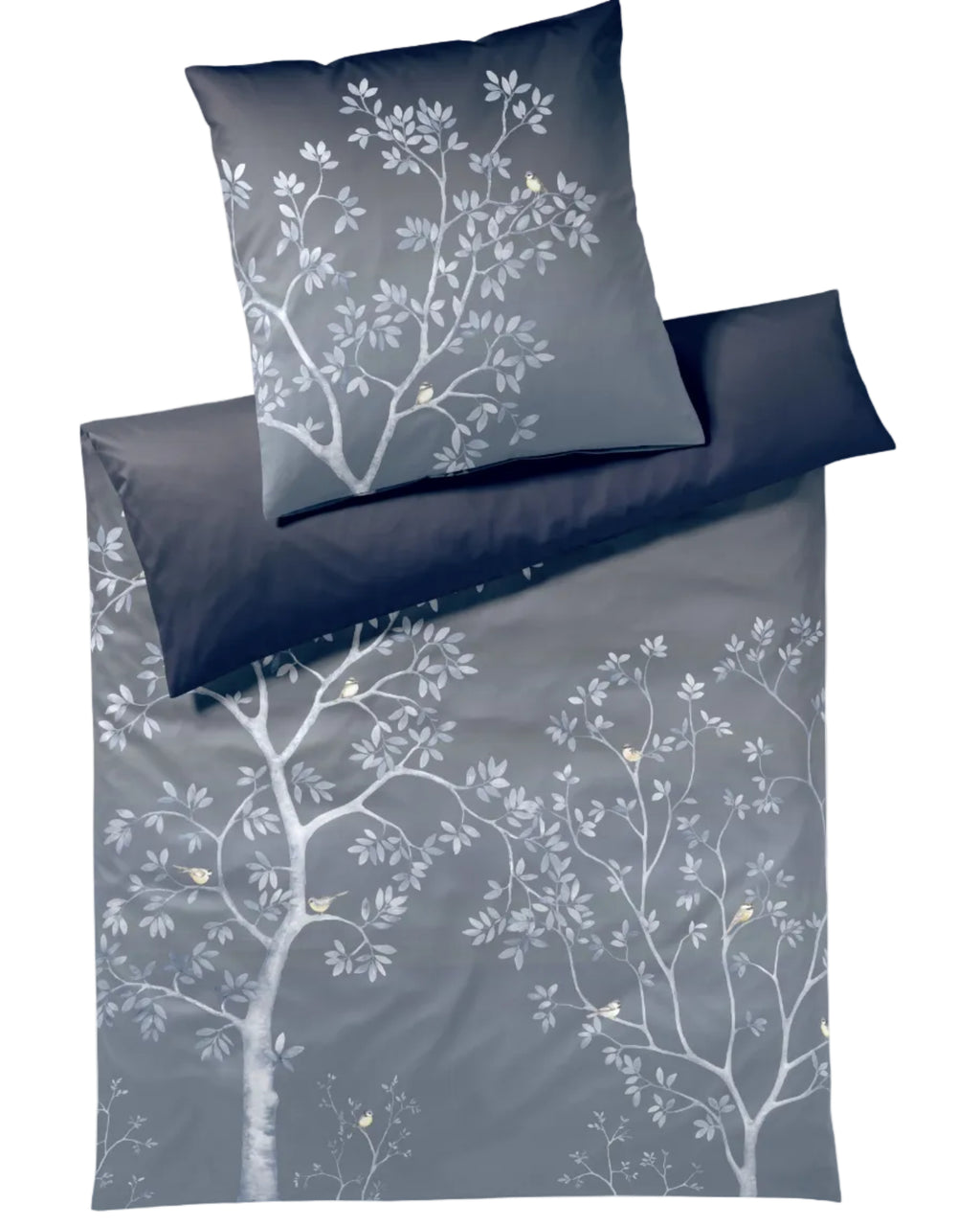Elegante Satin Bettwäsche Autumn Garden dunkelblau