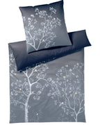Elegante Satin Bettwäsche Autumn Garden dunkelblau