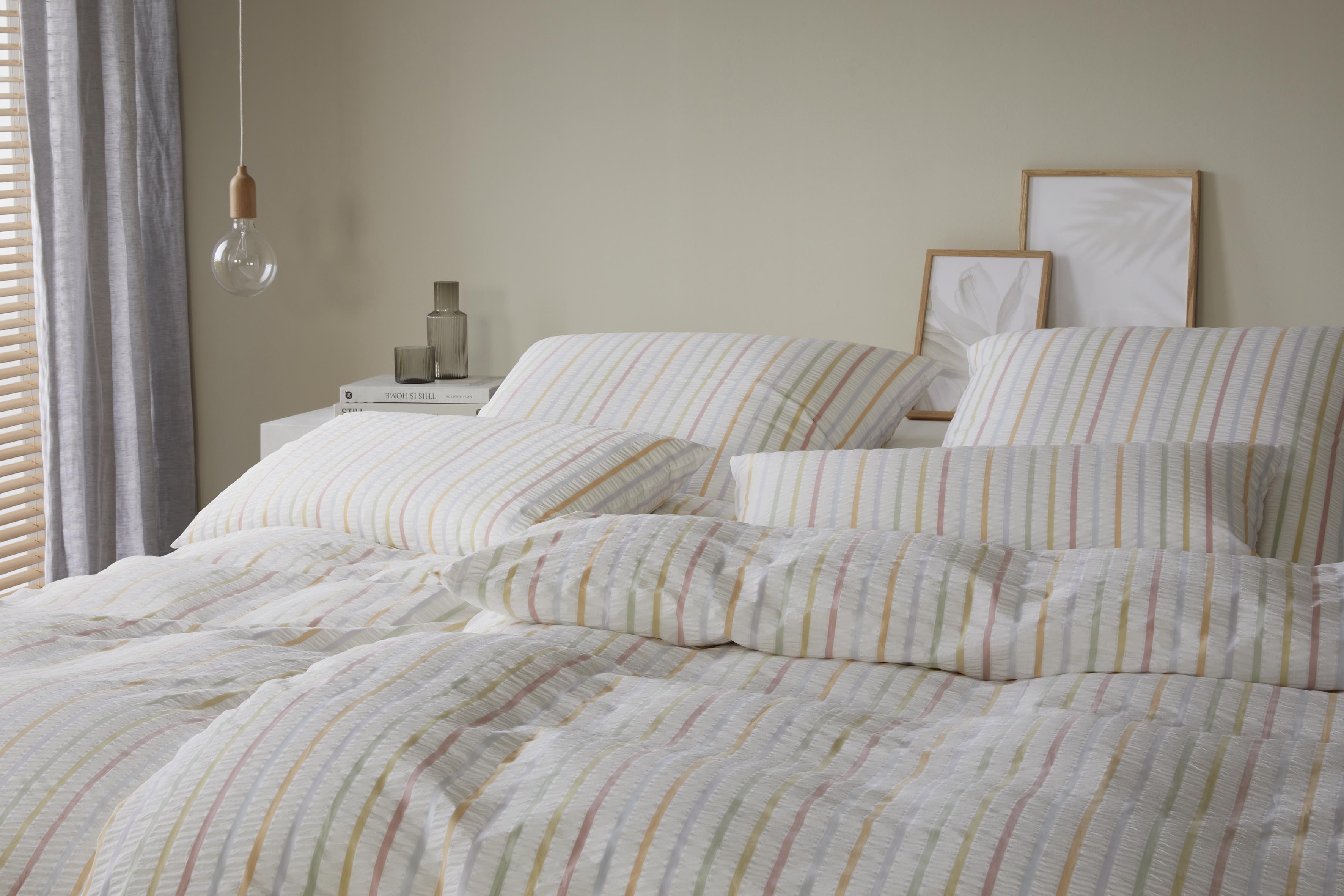 Elegante Seersucker Bettwäsche Paula Streifen pastell