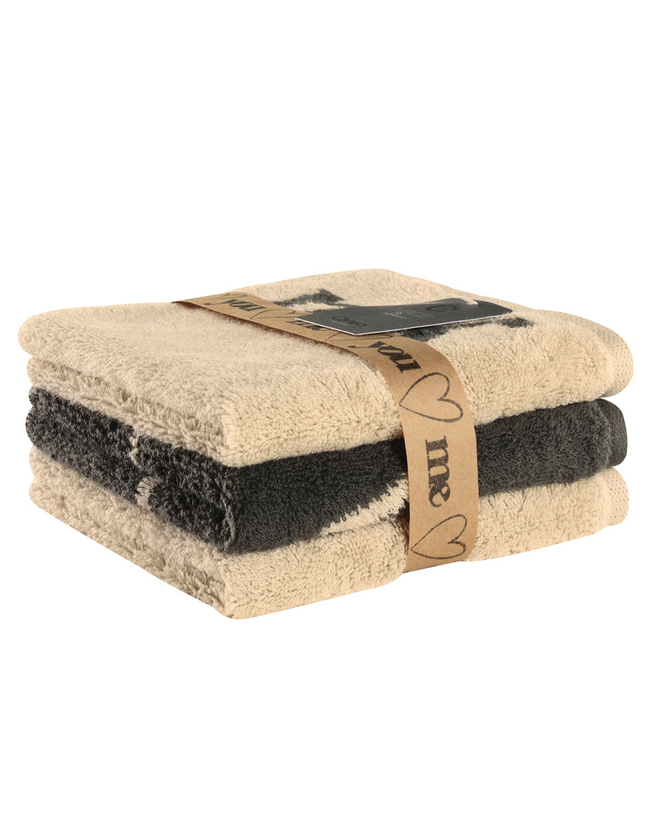 Heart Beats 3er Mix Seiftuch natur Cawö