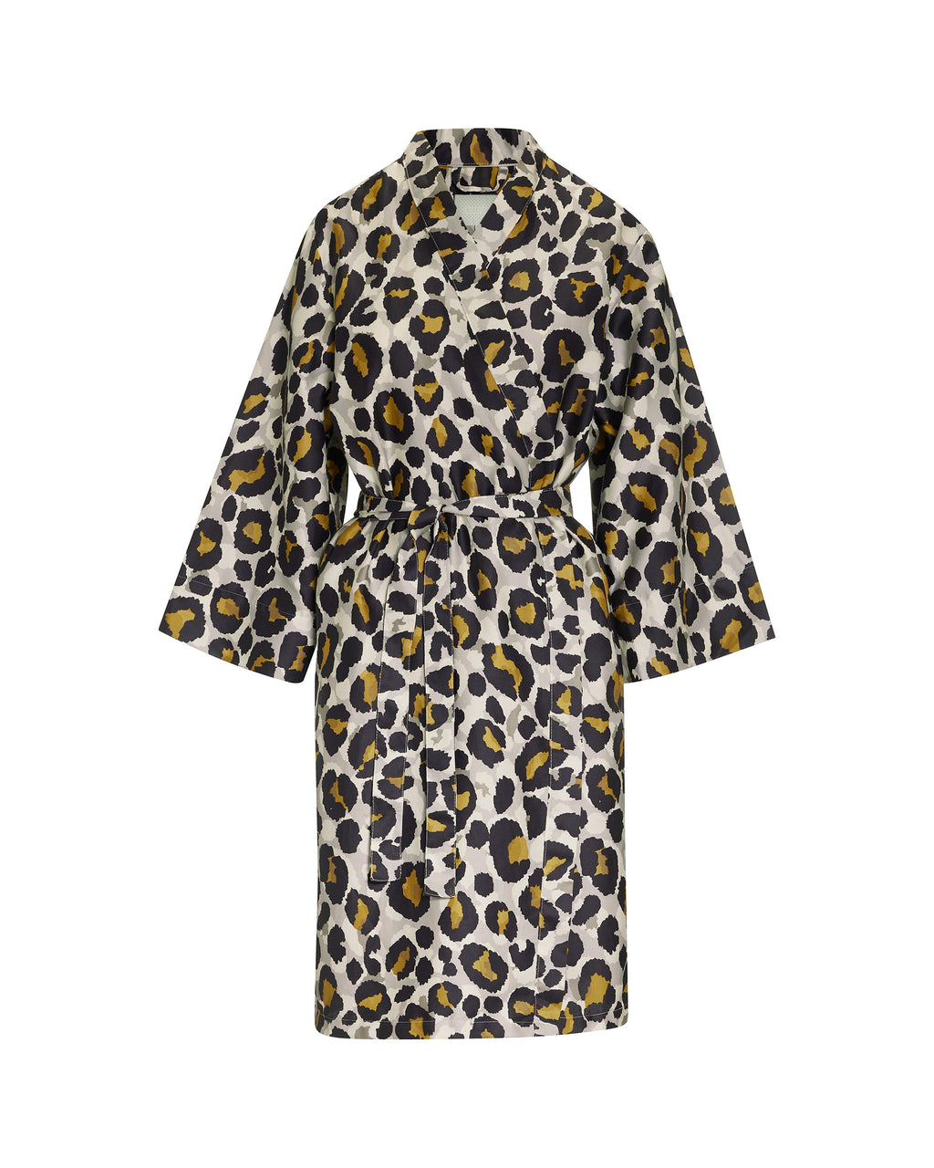 Sarai Fedelia Kimono Bademantel mit Leomuster in schwarz gelb