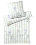 Satin Bettwäsche Flowerstripe grün Elegante