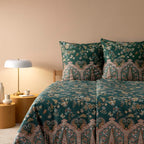 Bassetti Bettwäsche Indian Roses dunkelgrün mit zwei Kissen