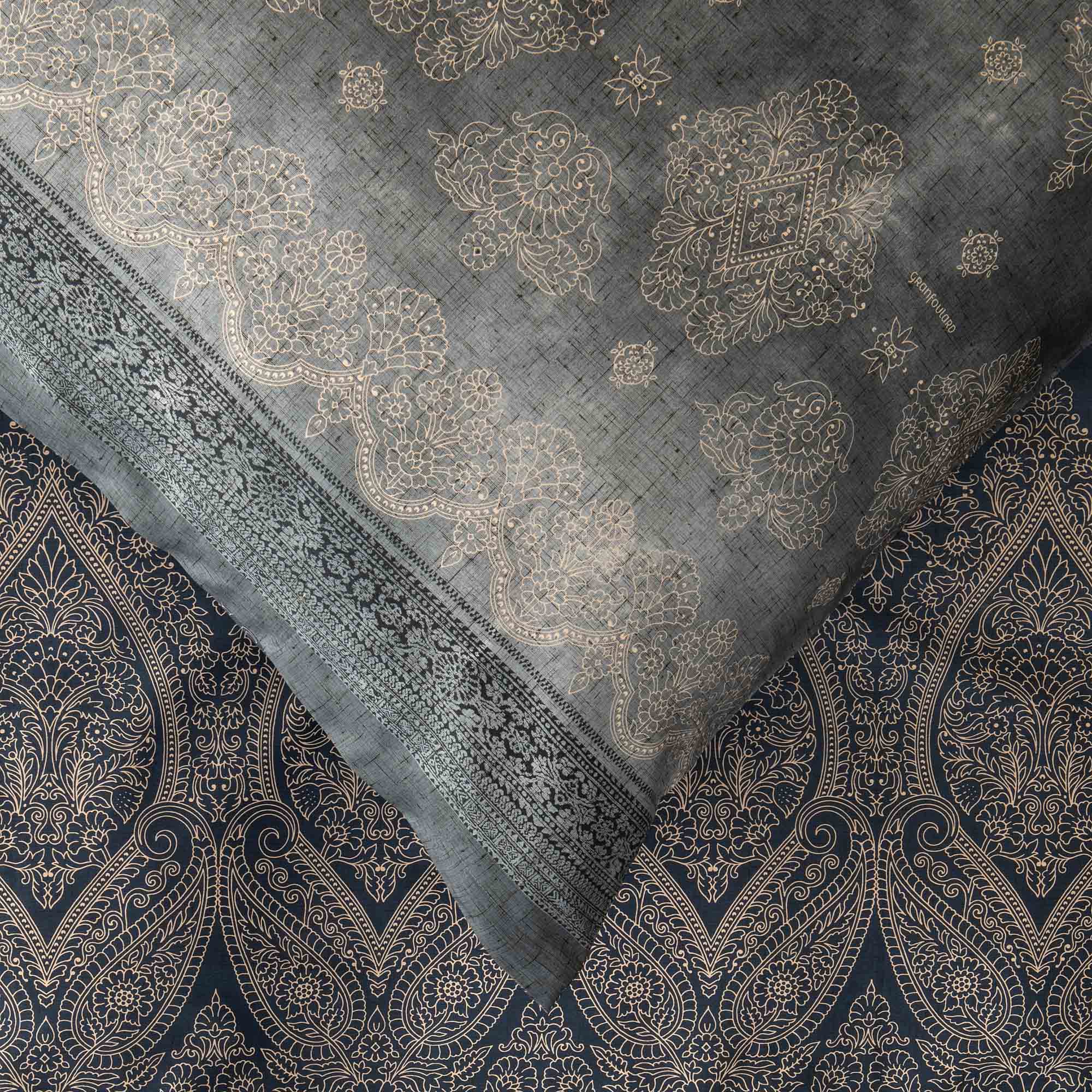 Satin Bettwäsche Kerala G1 grau Detail