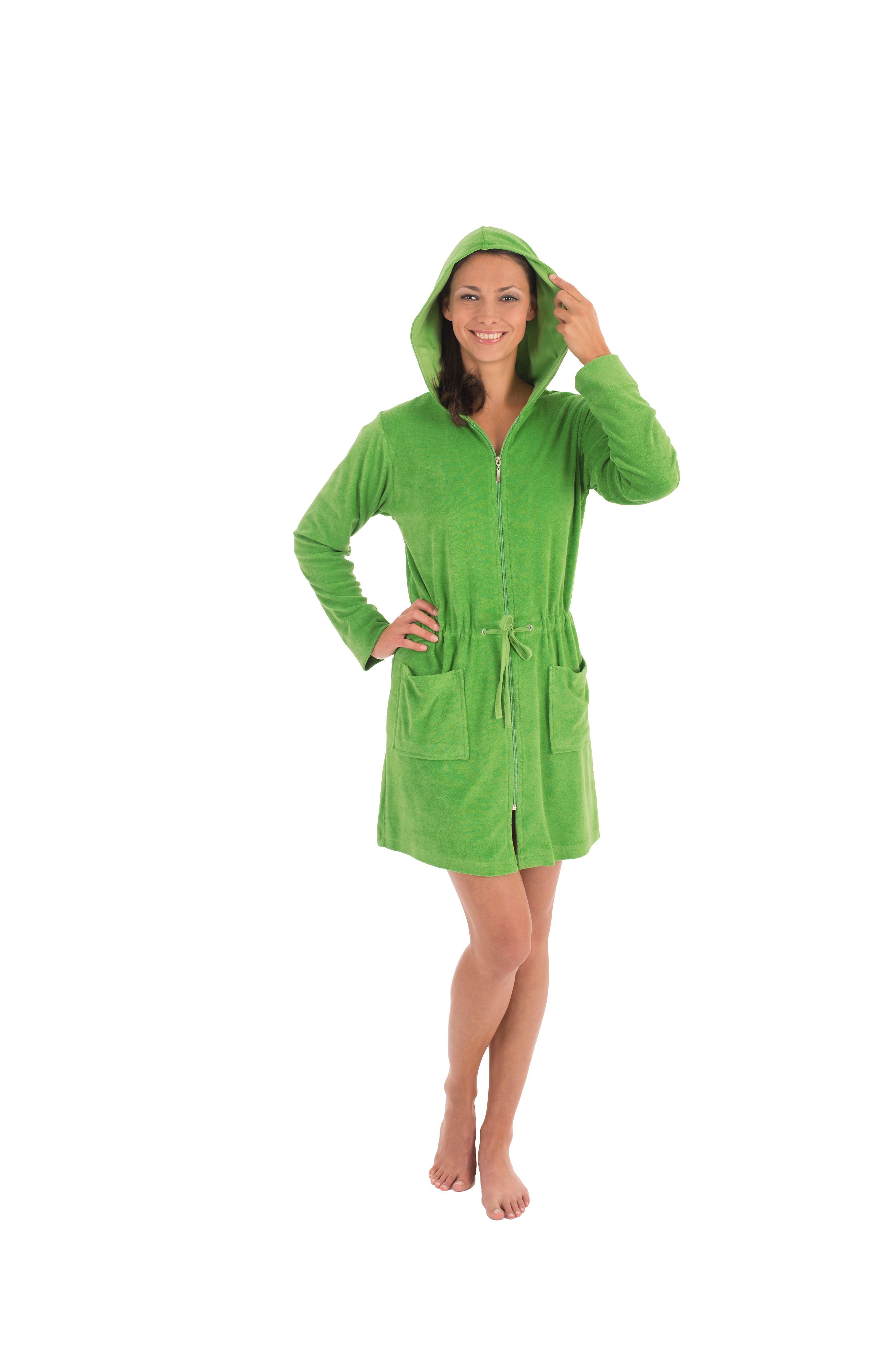 wewo fashion Kurzbademantel grass green mit Reißverschluss